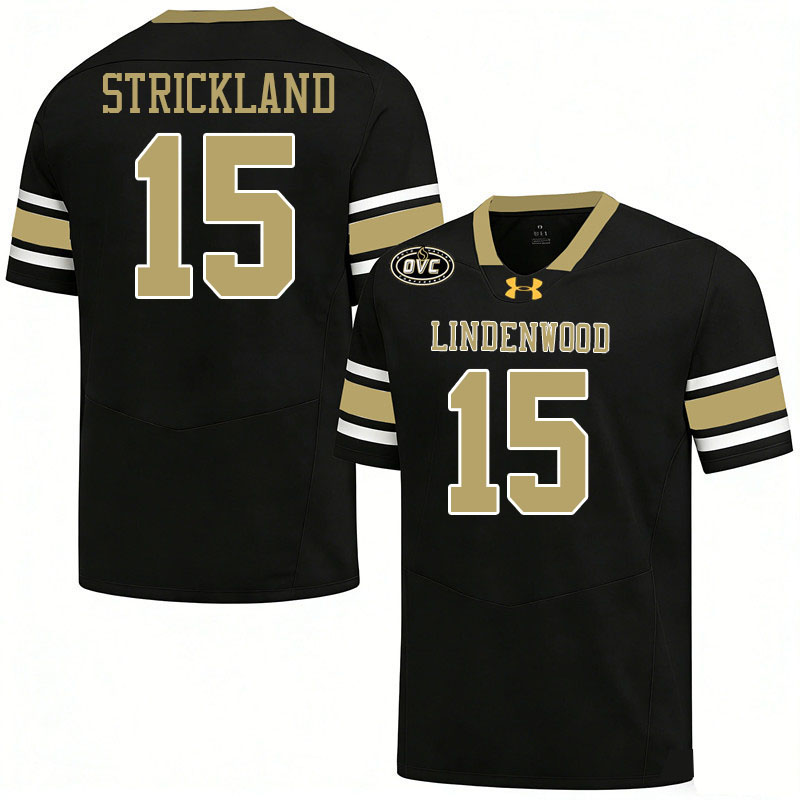 Lindenwood Lions #15 Sanjay Strickland College Football Jerseys,Uniforms-Black